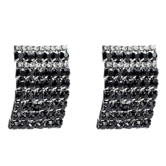 3/$30 - Black & Clear Pave Crystal Stud Earrings - Picture 4 of 7